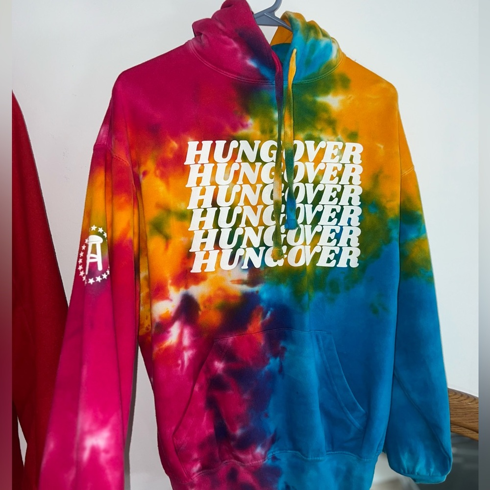 Barstool tie dye sweatshirt, hungover
